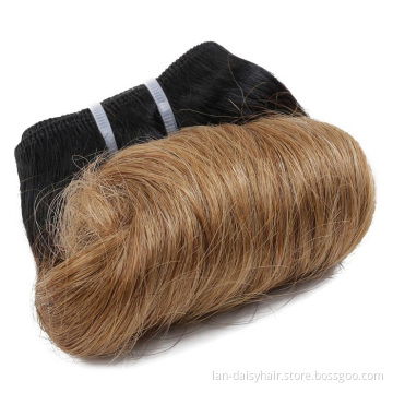 Hair Extensions 6 Short Afro Body Wave Ombre 1B/27/30 Brazilian  Remy Human Hair Bundles Honey Blonde 4Pcs